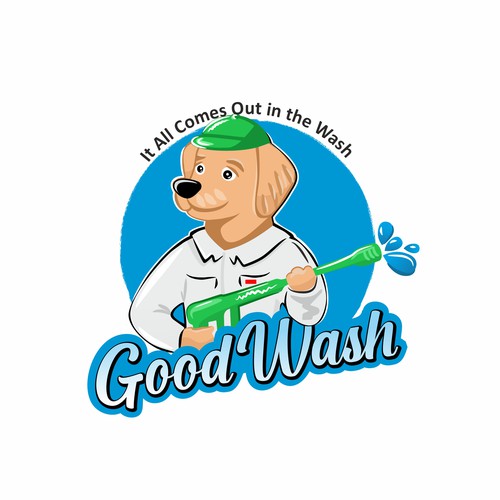 Pressure Washing Company Logo with Dog Incorporated Design by Tanya.