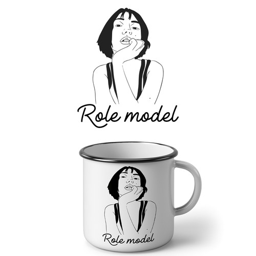 Quirky enamel mug illustration for concept stores - female empowerment Design by Beellustration