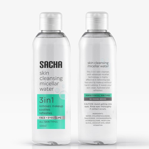 Sacha Micellar Water bottle 500ml Design by Turklight®