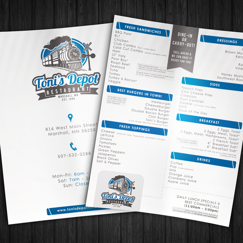 Sub & Burger Restaurant needs NEW DESIGN take out menu! Design by Carano