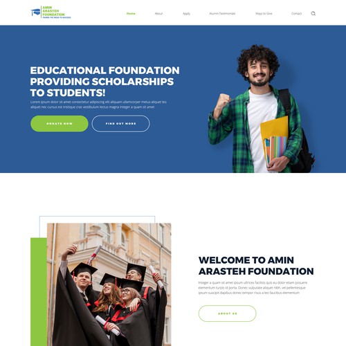 Wordpess Website Homepage Minimalist Design for Educational Foundation Providing Scholarships Design by rachmadani