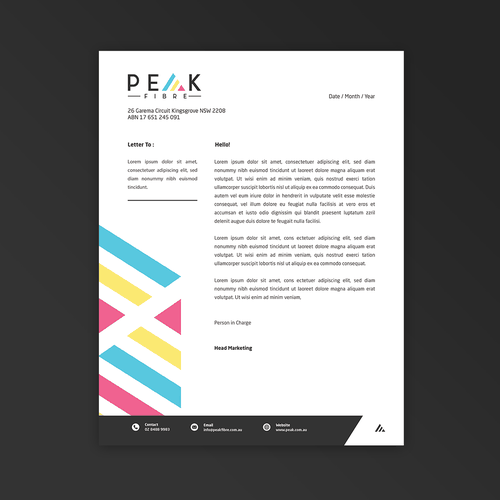 Creative, slick, professional Stationary for New Brand - Peak Fibre - Design by tfqqrrhmn