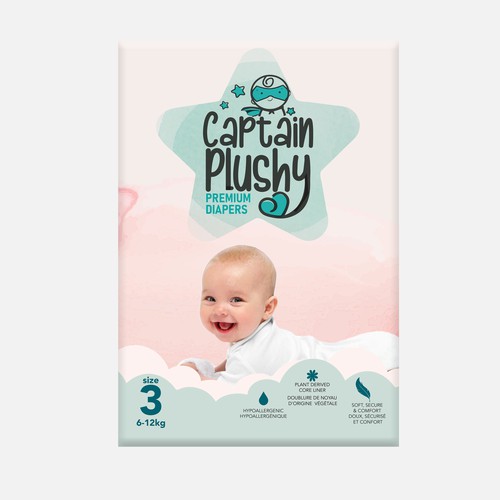 Packaging for playful baby diapers brand Design by Gergana ♥