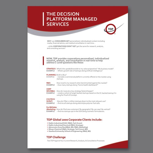 Layout a One Pager Sales Doc for Consulting Services | Other business