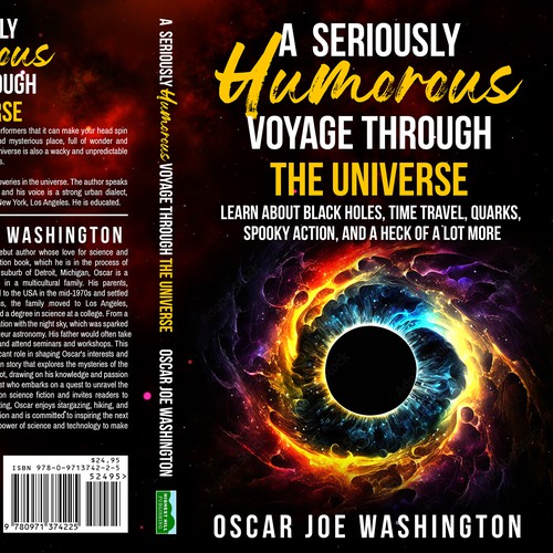 Design an exciting cover, front and back, for a book about the Universe. Design by Bigpoints