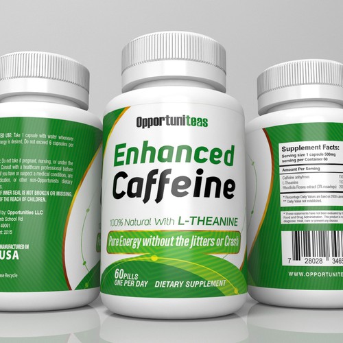Caffeine Supplement for Natural Energy Product label contest