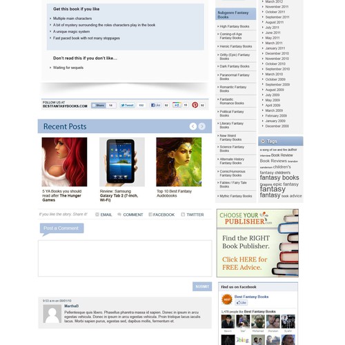 Help Best Fantasy Books with a new website design Réalisé par rosiee007