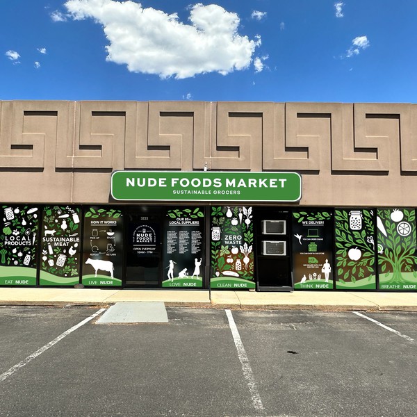 Design a storefront for a sustainable Grocery Store 