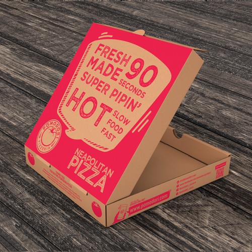Fun, functional pizza box for Neapolitan pizzeria. Design by Kula Studio