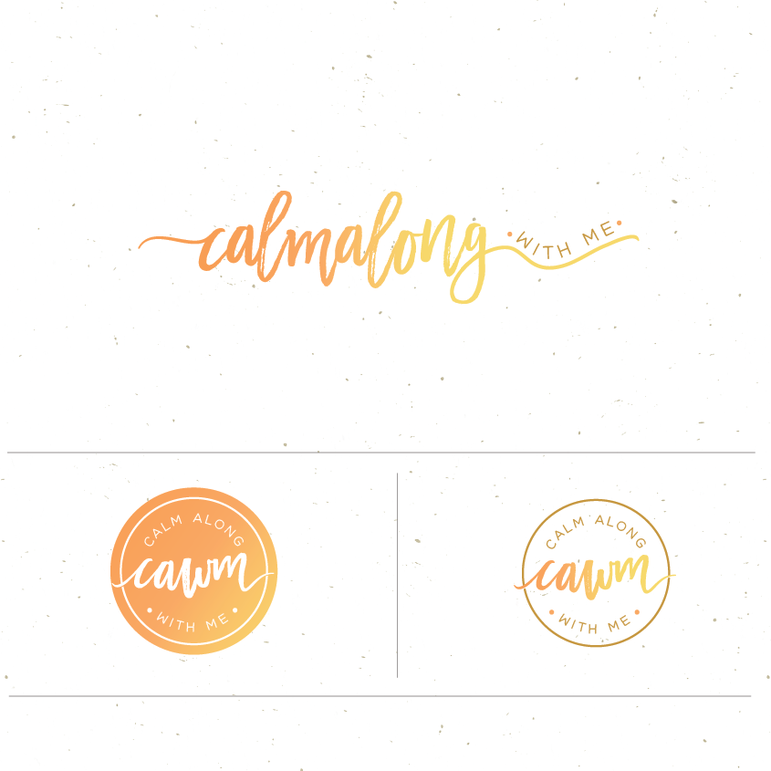 Orange and yellow logo with the title 'calm along with me'
