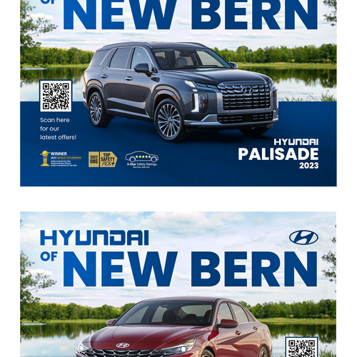 Flyer for Hyundai car dealership showing off the new Palisade and Elantra Design by SudevVp