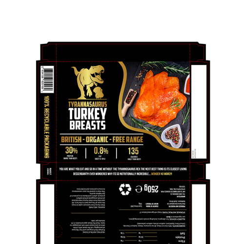 TYRANNOSAURUS TURKEY BREASTS - POWERFUL PACKAGING NEEDED! Design by axact