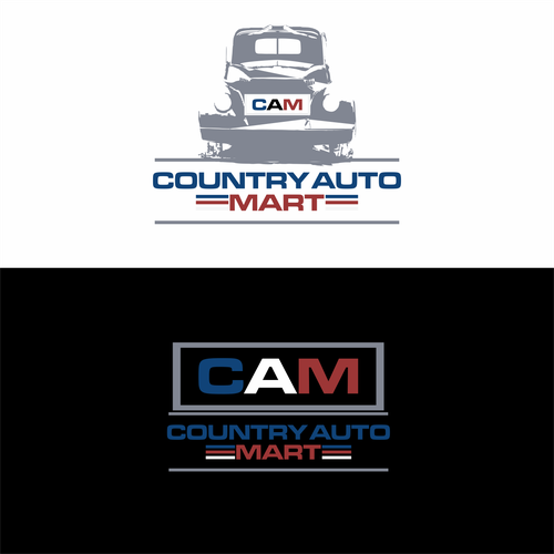 RUSTIC COUNTRY, RED WHITE AND BLUE for Country Auto Mart Logo design