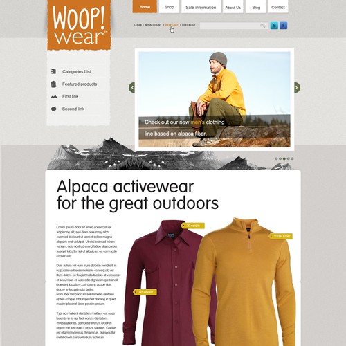 Website Design for Ecommerce Business - Alpaca based clothing company. Diseño de Mila Suzana