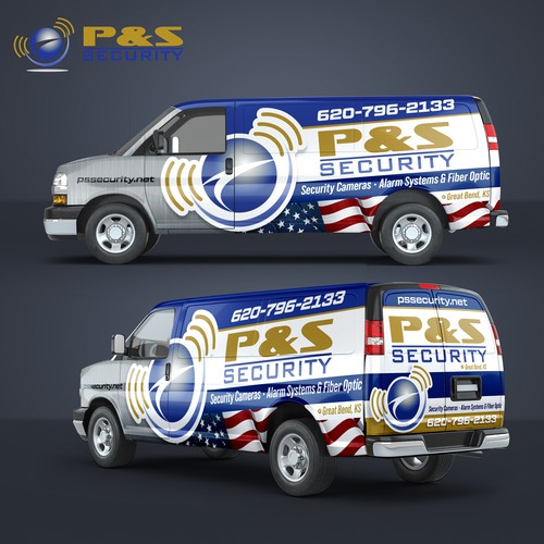 Americana, Service van that installs alarm systems, camera systems & install fiber optic cables Diseño de Iryna S