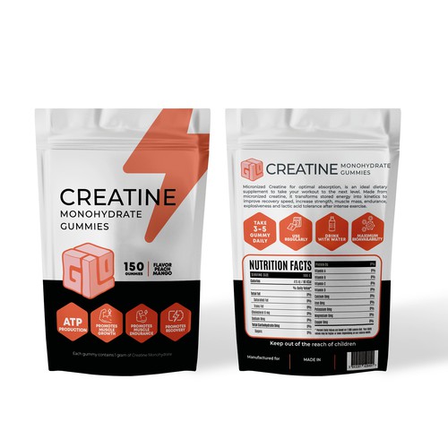 Bag Design for Creatine Monohydrate Gummy brand Design by IRF°ADC