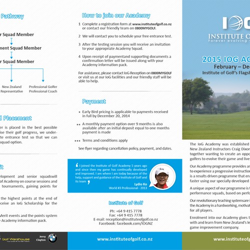 Institute of Golf want you! please design our Academy Flyer! Design by H-art