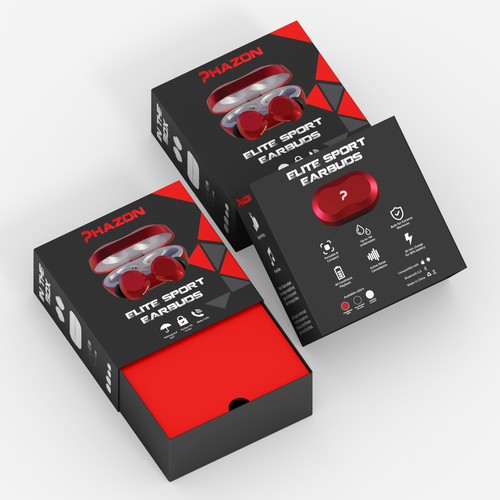 Wireless earbuds packaging box sleeve design Design by interaksi