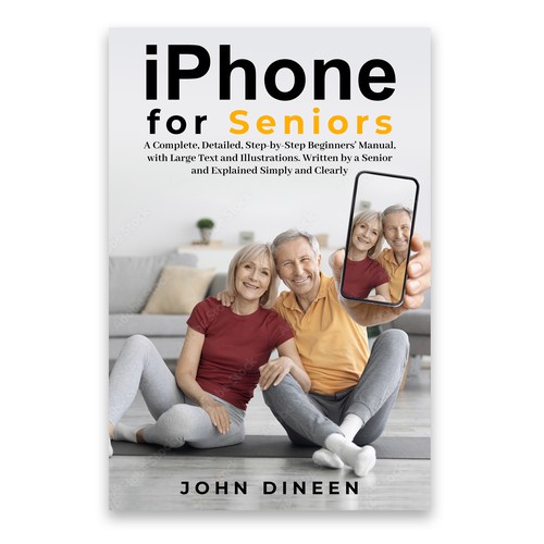 Clean, clear, punchy “iPhone for Seniors”  book cover Diseño de Chikiboom