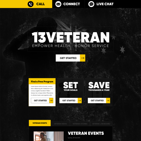 Landing page for 13 veteran