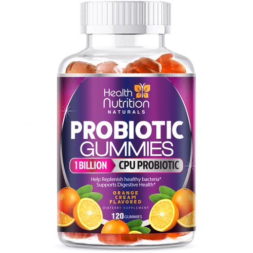 Design Healthy Probiotic Gummies Label needed for Health Nutrition di agooshe