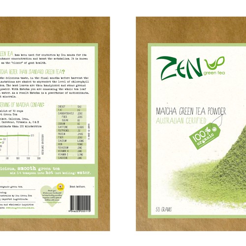 print or packaging design for Zen Green Tea Réalisé par Greta & Bruno