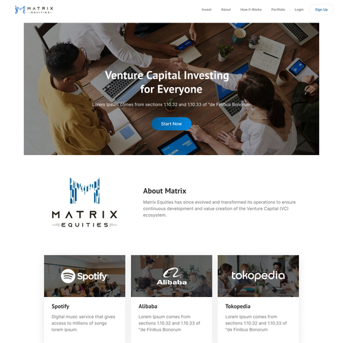 Matrix Equities needs fresh new website Design by Faris Prayoga