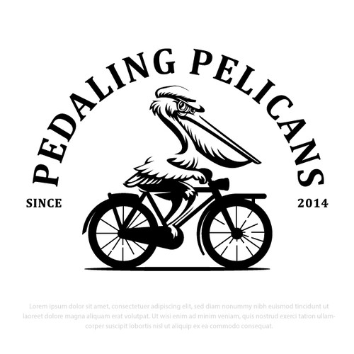 Pelican riding a bicycle logo for a charity bike ride team jersey Design by Erick21