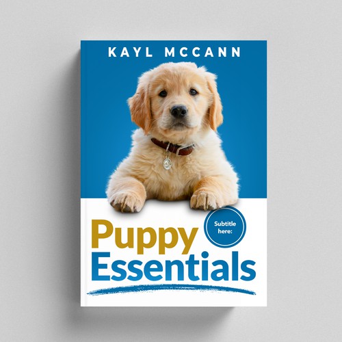 Cute puppy behaving badly for book cover Design by Yna