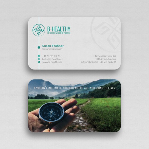 Create a businesscard for a healthy lifestyle that inspire people to go the same way Design by Upwork