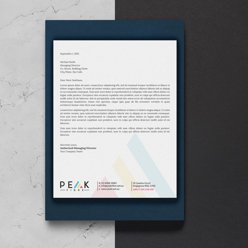 Creative, slick, professional Stationary for New Brand - Peak Fibre - Design by Sawama