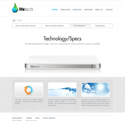 New website design for LifeTech: We turn air into drinking water. Design por Creative Zeune