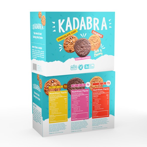 Box design for a fun and magical keto cookie brand Diseño de CUPEDIUM