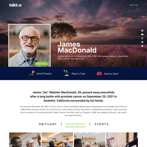 Obituary Page Design, help a family memorialize their loved one Design by Technology Wisdom