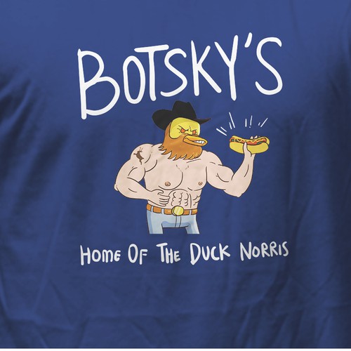 Design by ganangaji_ titled "Hot dog restaurant needs unique t-shirt design"
