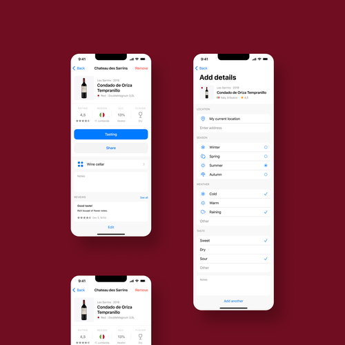 Designs | Wine Cellar and Tasting App | App design contest