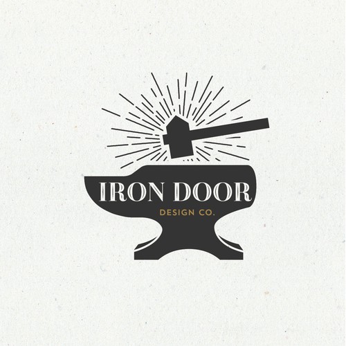 create a classic vintage iconic logo for wrought iron door company ...