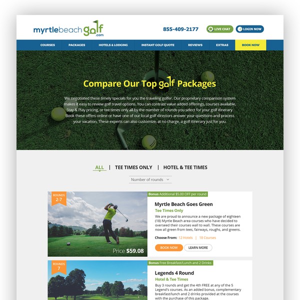 Golf Package Shopping Experience