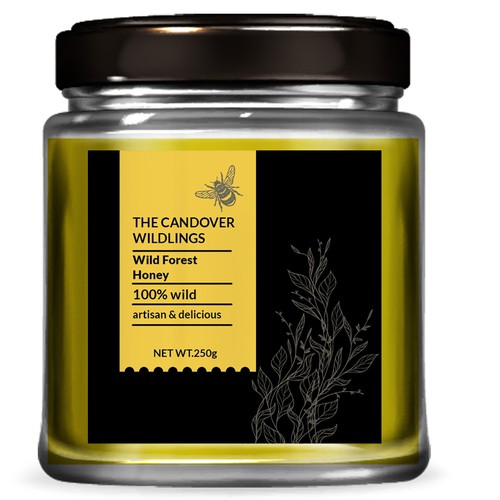 The Bees Need You! Wild Forest Honey Label Design. Design by Studio C7