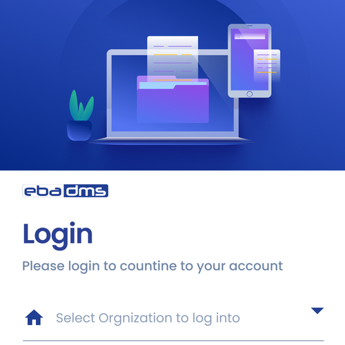 Design a login page for our document management system - EBA DMS Design by REAXUR™