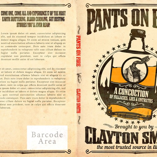 Create a fun book cover for Pants on Fire: A Collection of Lies! Design by Jake Clark