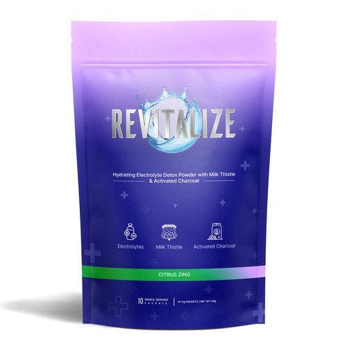 Design Minimalistic, Modern Packaging for Hydrating Electrolyte Detox Powder - Revitalize Design by - COLI -
