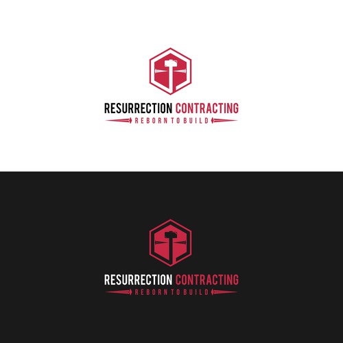 "Reborn To Build" construction company logo. Design by Rhibas