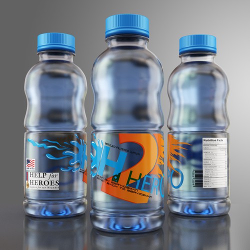Create a capturing energetic and heroic design bottled water label that captures charitable minds Design by syakuro