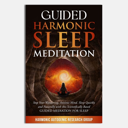 Design an abstract dark on dark sleep meditation book cover Design by Unboxing Studio