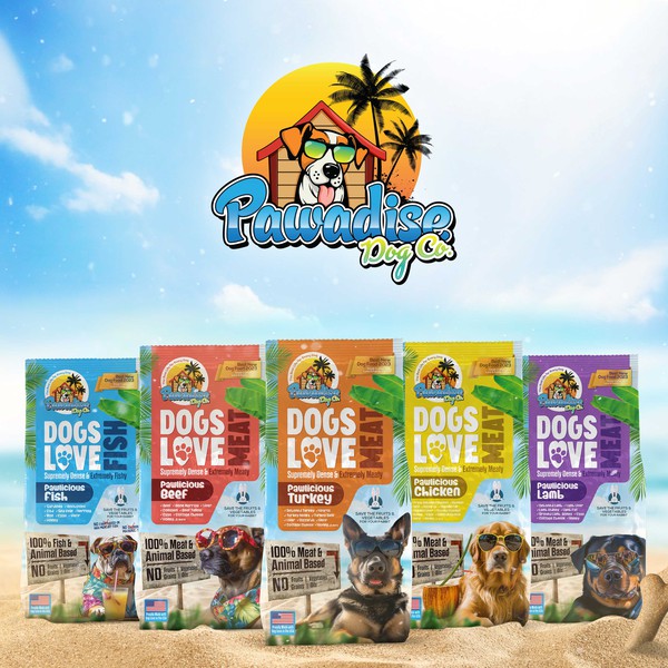 Pawadise Dog Food packaging varieties