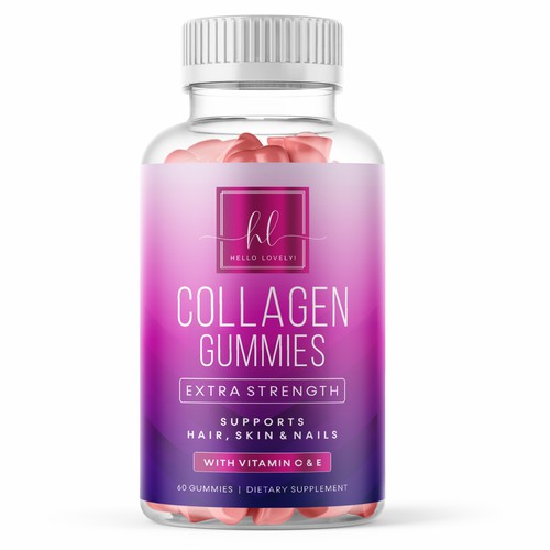 Hello Lovely needs a Collagen Gummies product label Design by GenScythe