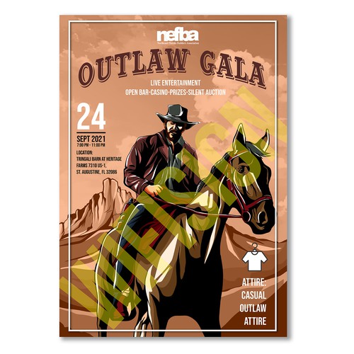 Design an Eye Catching flyer for our Outlaw Gala Design by WiFiSign