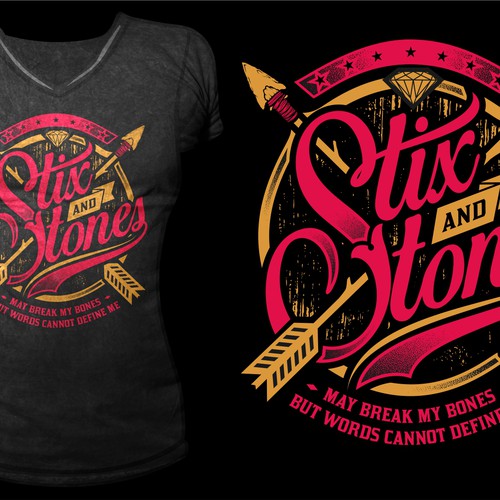 Create "Stix and Stones" typography t-shirt design Design by doniel
