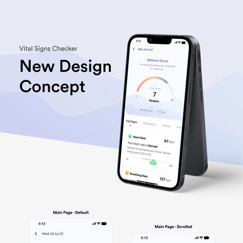 Wellness "vital signs" app - redesign Design by Kitani Studio.